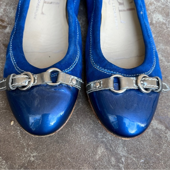 AGL Blue Suede Cap Toed Ballet Flats Sz 38 - Picture 3 of 8